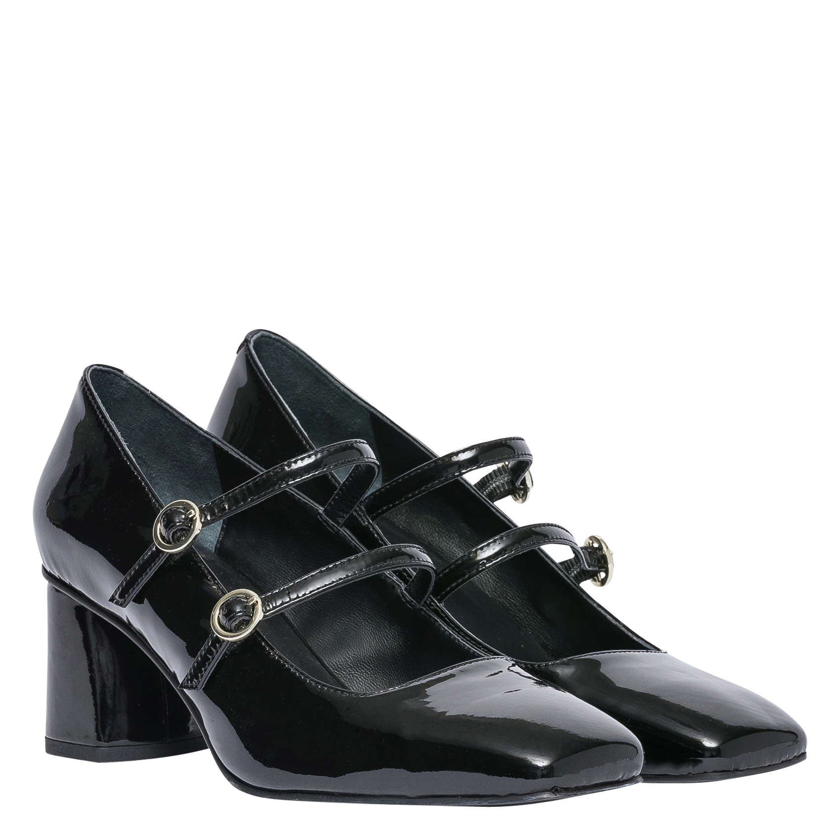 IRISSA - Escarpin en cuir verni avec brides | Noir