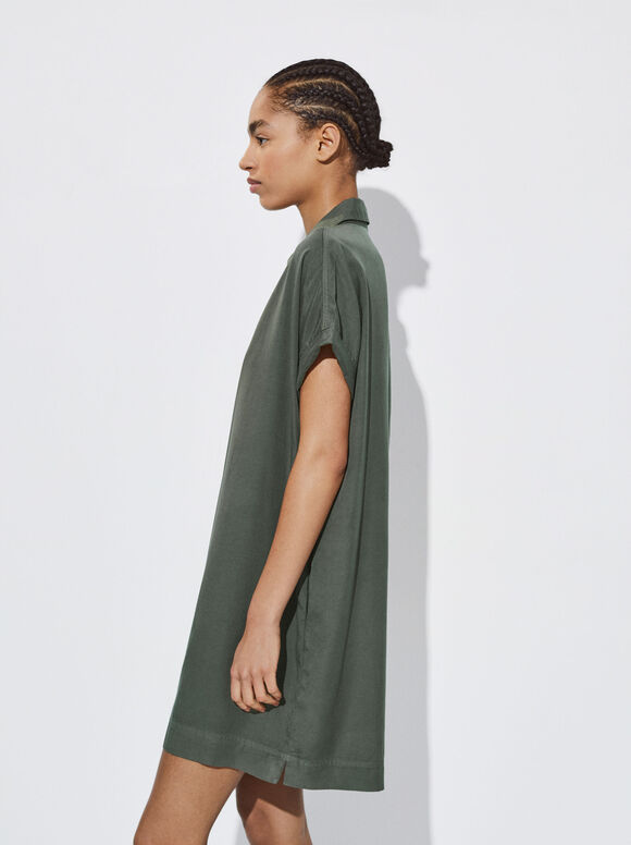 Vestido camisa 100% Lyocell - Cáqui