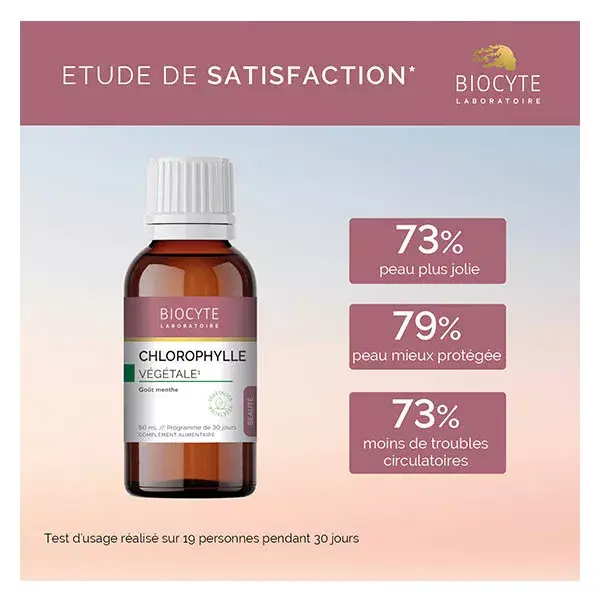 Biocyte Chlorophylle Beauté de la Peau, Fatigue, Transit 50ml à diluer 30 jours
