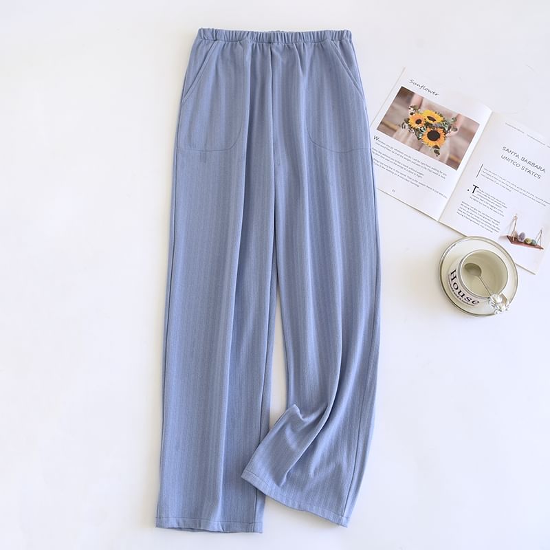MelMount - Koppel bijpassende pyjamabroek met elastische taille en rechte pijpen (verschillende ontwerpen)