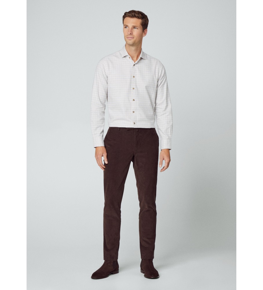 Camisa Hackett Brushed Tattersall branca