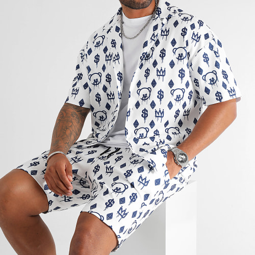 Ensemble Chemise Oversize Et Short Jogging Maison de Couture 0055 0058 Blanc