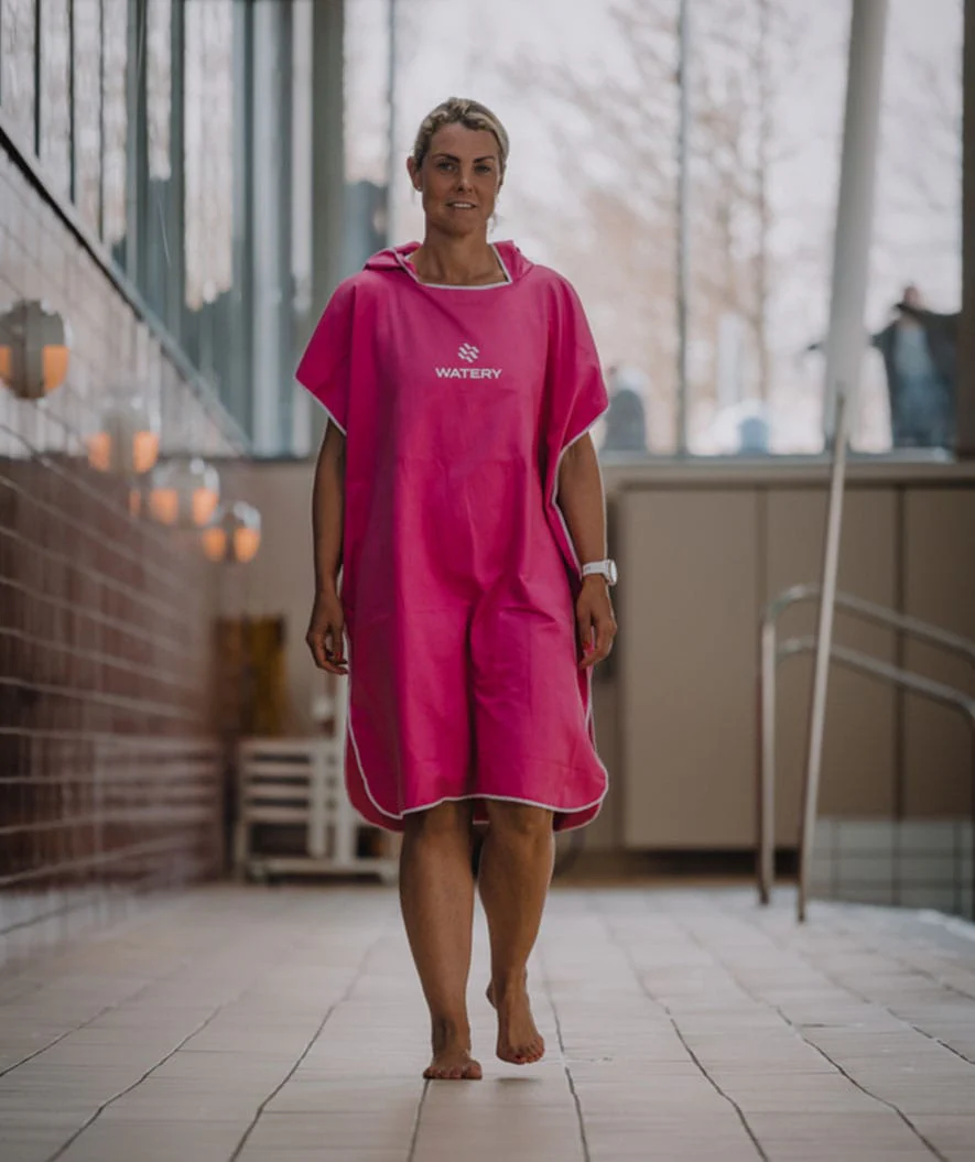 Watery badeponcho til voksne - Microfiber - Pink