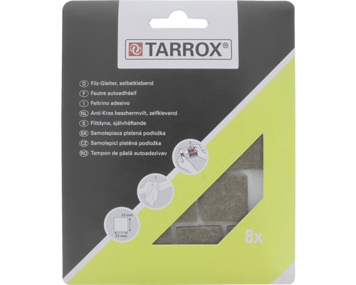 Tarrox viltglijders 25x25x6 mm vierkant bruin 8 stuks zelfklevend