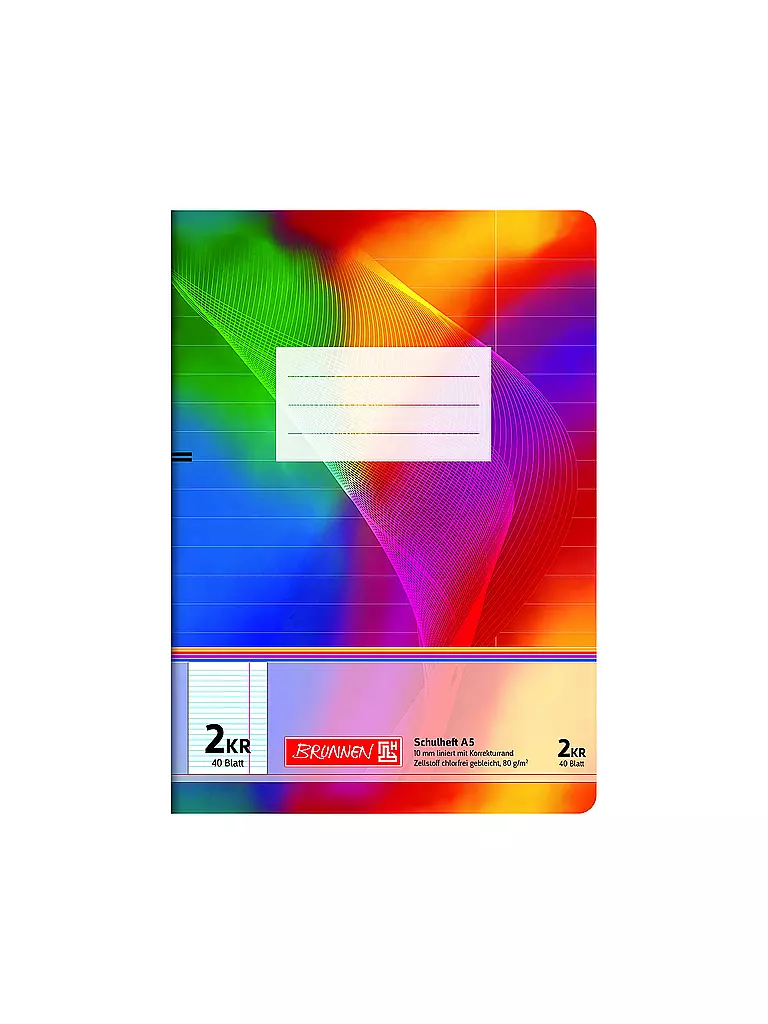 BRUNNEN VERLAG Heft A5 Liniert 10 mm 40 Blatt mit Korrekturrand keine Farbe