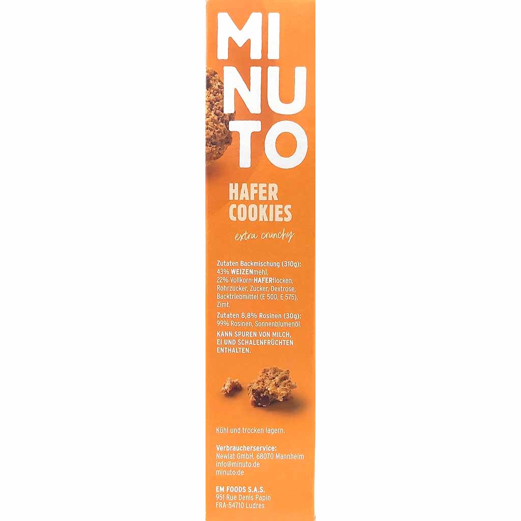 Minuto Hafer Cookies extra crunchy 340g MHD:30.11.24