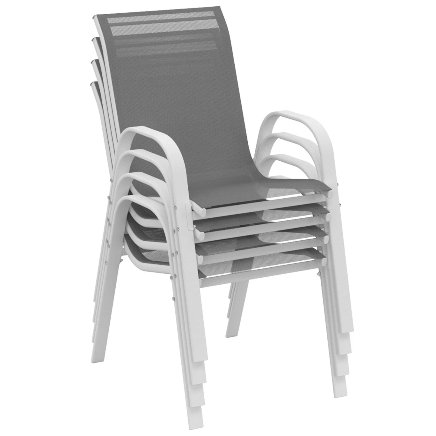 Salon de jardin POLY extensible table 135/270 cm et 12 chaises blanc et gris