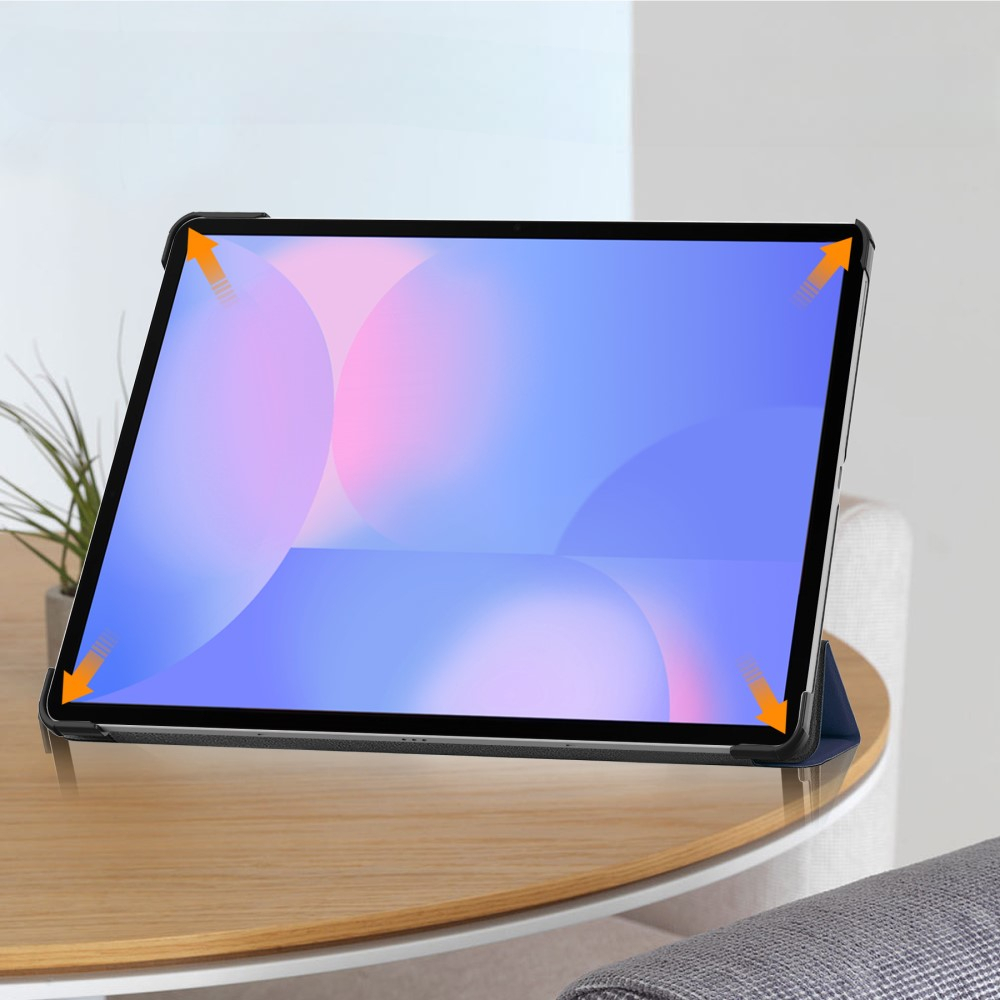 Samsung Galaxy Tab S10 FE  Plus Flipcase Hülle Ledertasche mit Aufstellfunktion Litchi Look   S-Pen Halterung - Blau