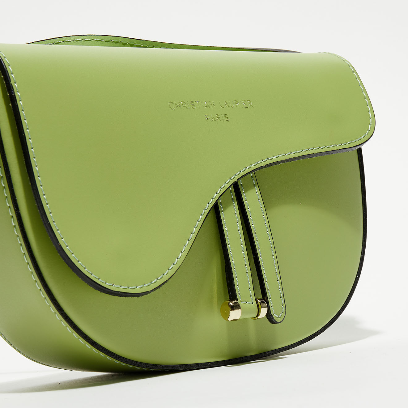 Christian Laurier Sac bandoulière en Cuir Kena vert pistache - 22x16x5.5 cm
