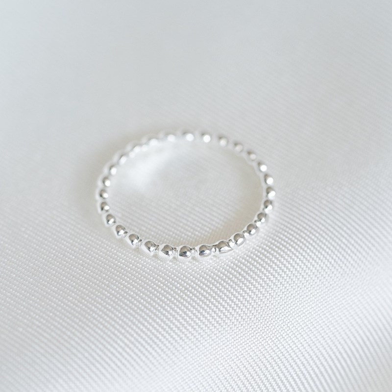 Bague Fine Argent Perlée Boules Tendance