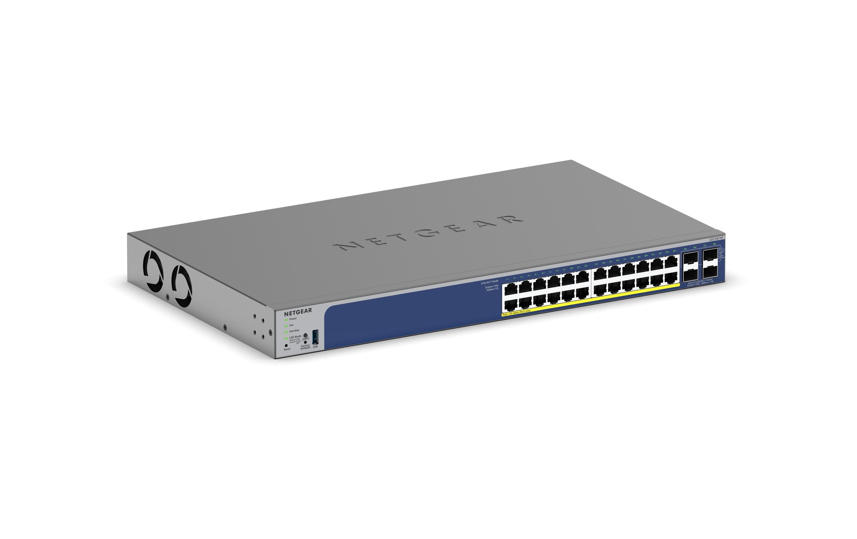 PoE+ Switch GS728TXPv3 28 Port<br>GS728TXPv3 - 24-Port Gigabit Ethernet PoE+ Smart Switch mit 4 10G SFP+ Ports