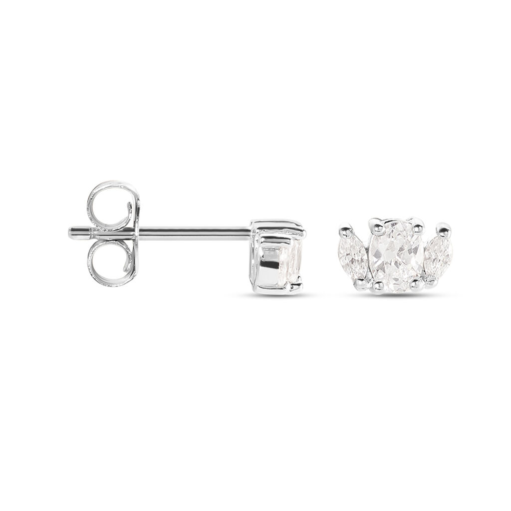 Boucles D'oreilles Puces Winter Sweetness Argent Blanc Oxyde