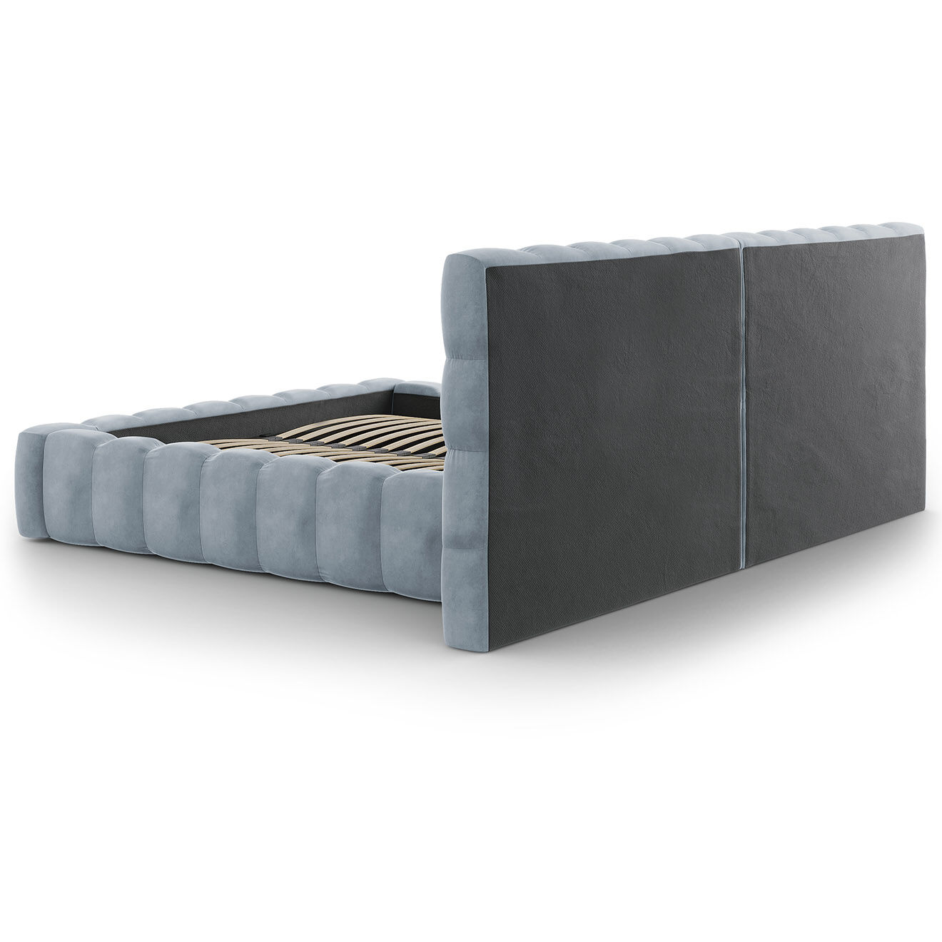 Cosmopolitan Design Lit avec coffre de rangement Bali Velours bleu clair - 180x200 cm
