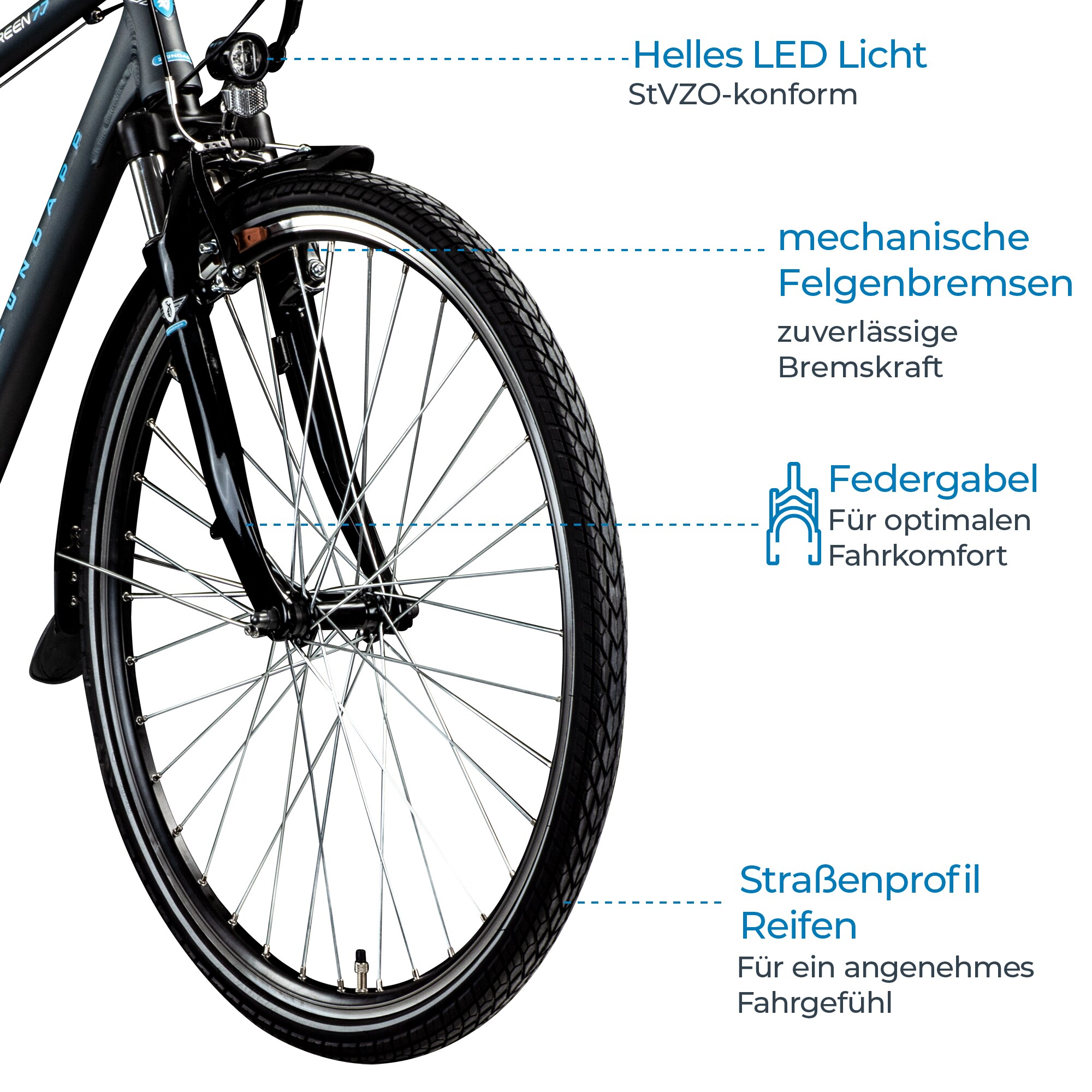 Zündapp Green 7.7 E-Bike Herren Trekkingrad 28 Zoll 155 - 185 cm mit 21 Gängen