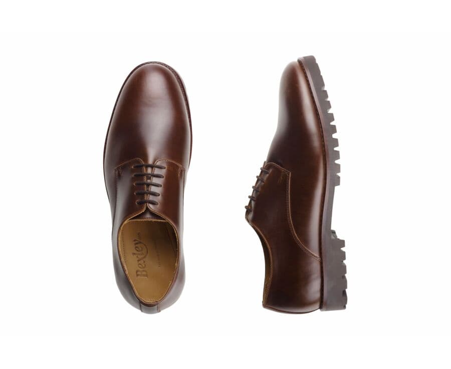 Derbies homme Chocolat semelle gomme crantée - BUSHEY GOMME
