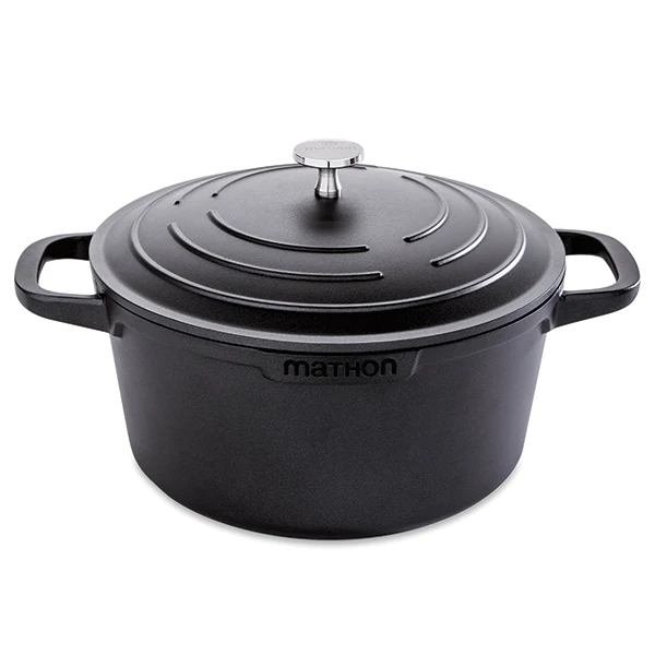 Cocotte légère ronde en fonte d'aluminium 24 cm 4,5 L coloris noir Mat