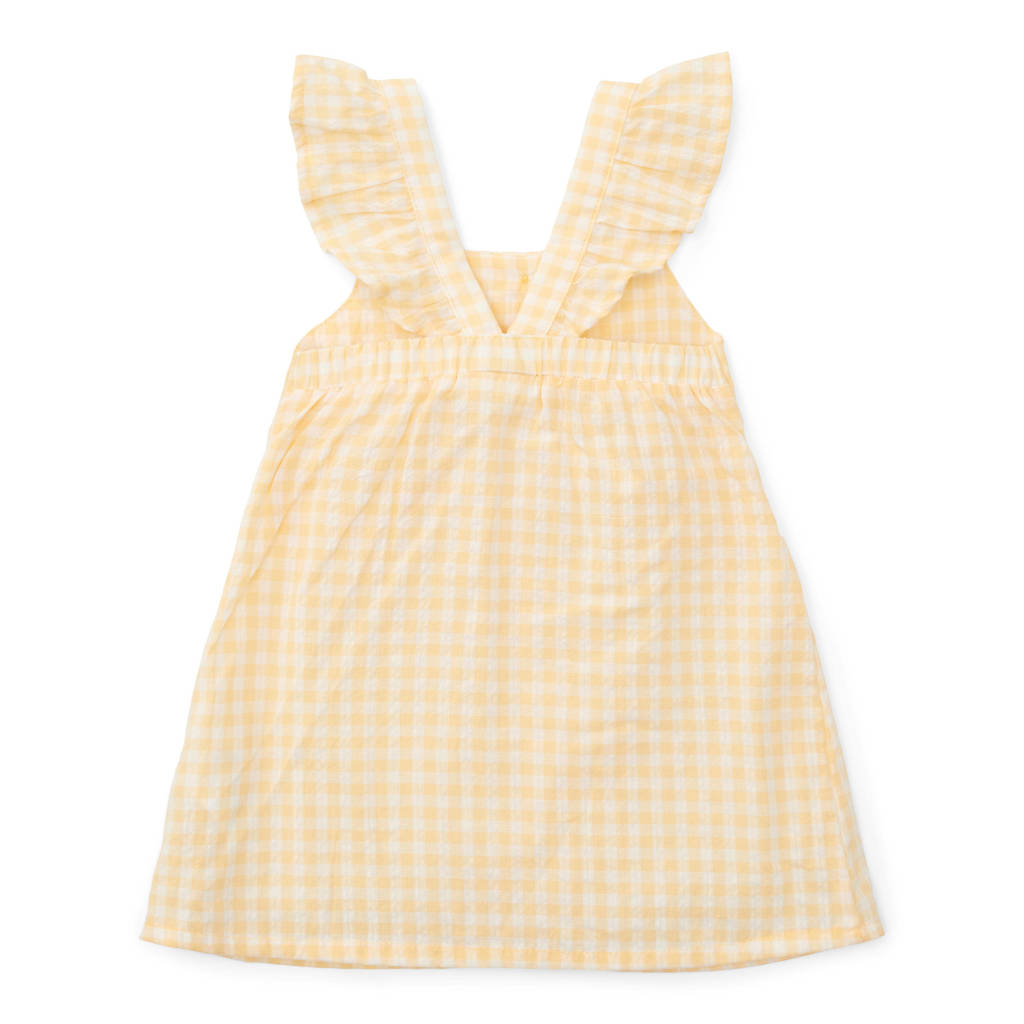 Little Dutch geruite jurk met open rug geel/wit