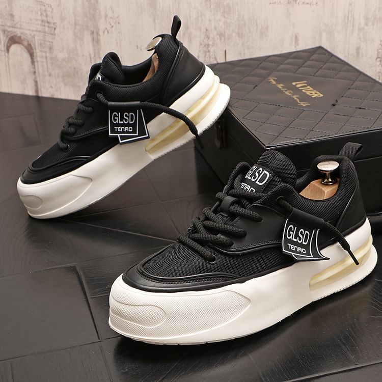 Mr Ozera - Platform Plain Lace Up Sneakers