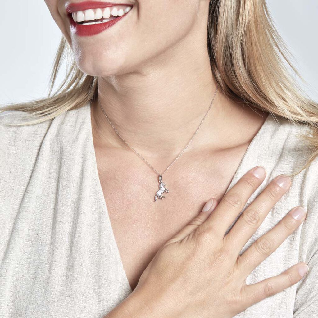 Pendentif Amelot Argent Blanc Oxyde De Zirconium