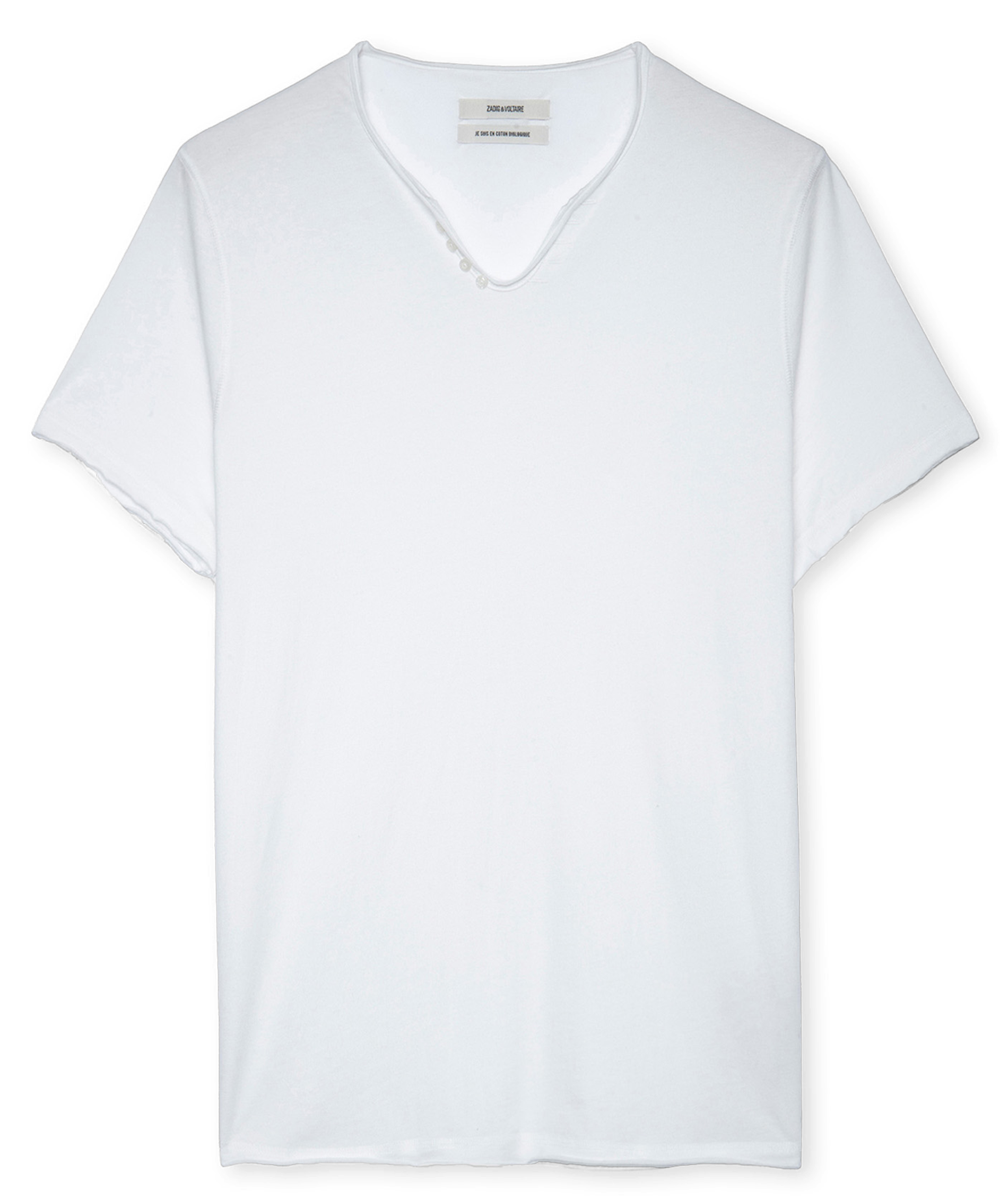 MONASTIR - Tee-shirt col tunisien regular-fit en coton | Blanc