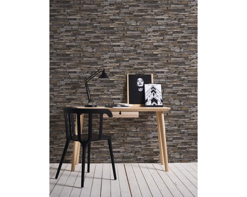 Vliesbehang 9142-17 Best of Wood'n Stone steen grijsbruin
