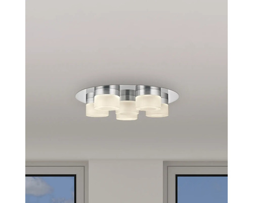 FLAIR LED plafondlamp, 6-lichts, 37W, 6 x 630 lm, 3000 K, Ø 35 cm, Azimech chroom