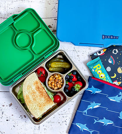 Yumbox Brotdose m. 4 Rum - Bento Steel - Normandie Blue