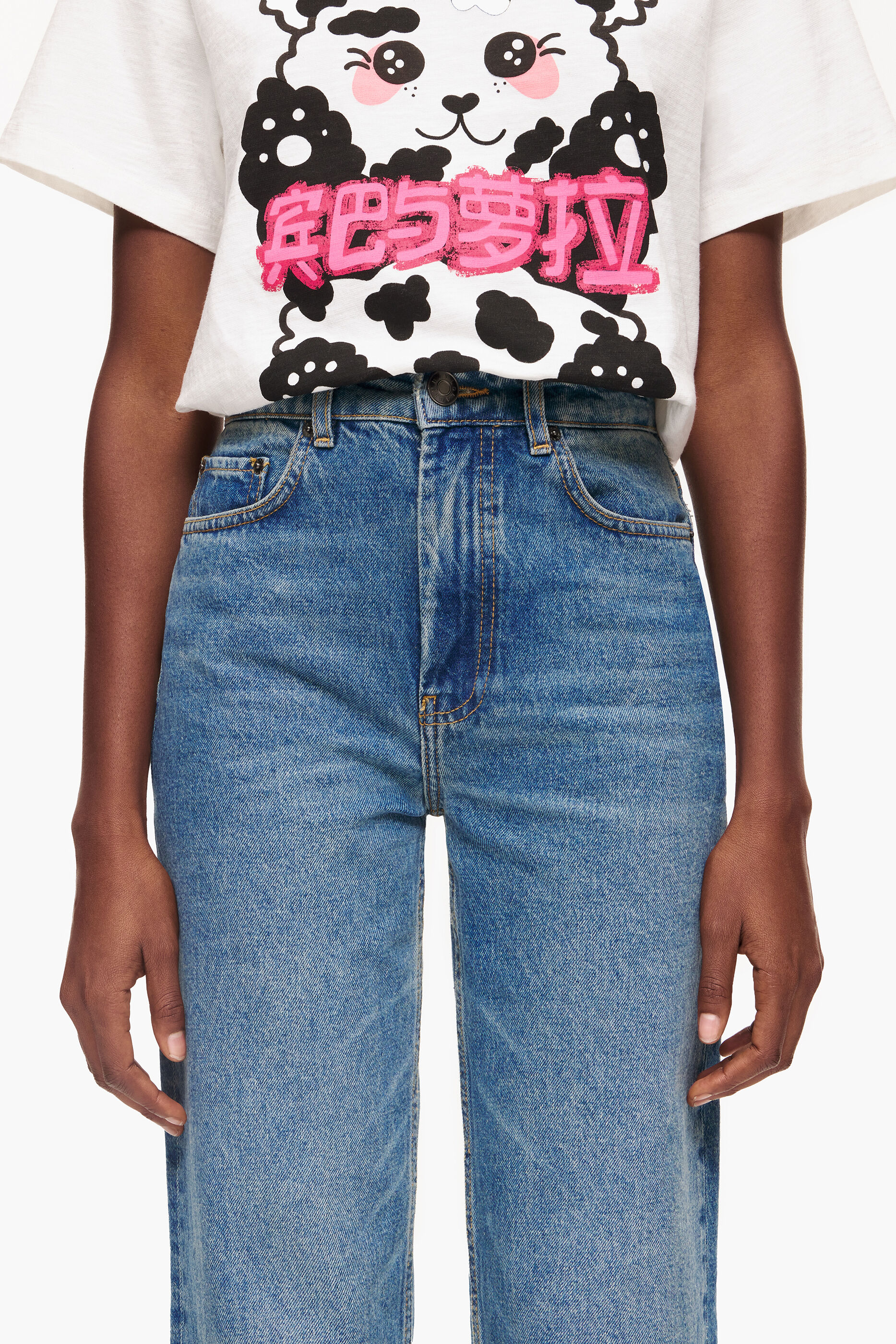 CALÇA JEANS RETA DE COMPRIMENTO TOTAL - Calça jeans azul reta