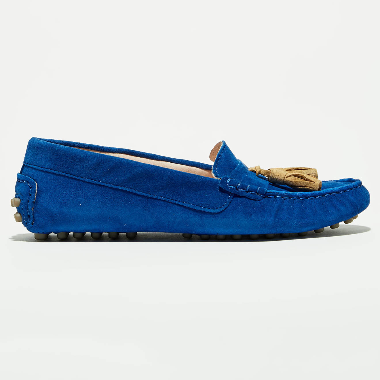 Flavio Création Mocassins en Velours de Cuir Malena bleu/beige