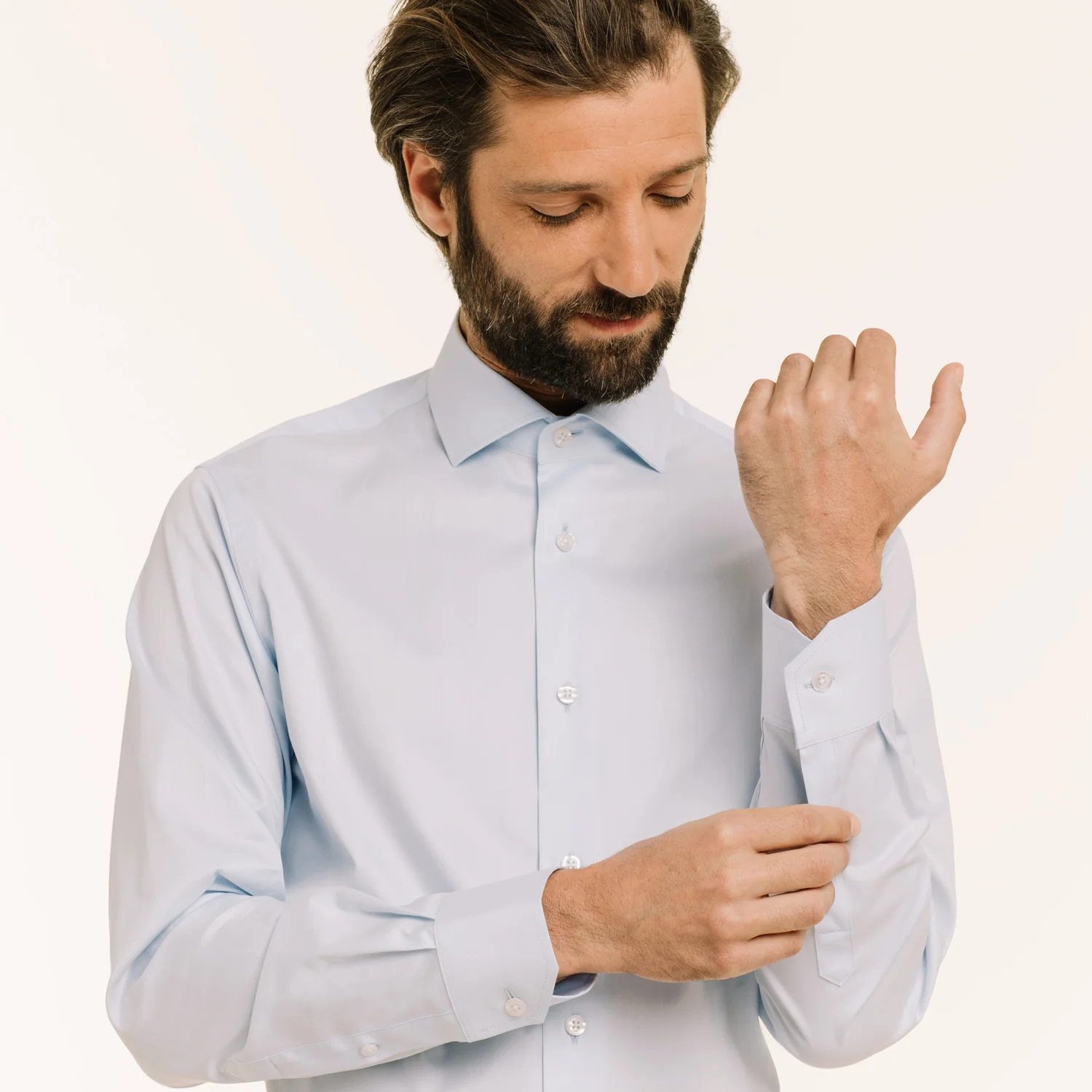 Sky blue double-twisted twill shirt