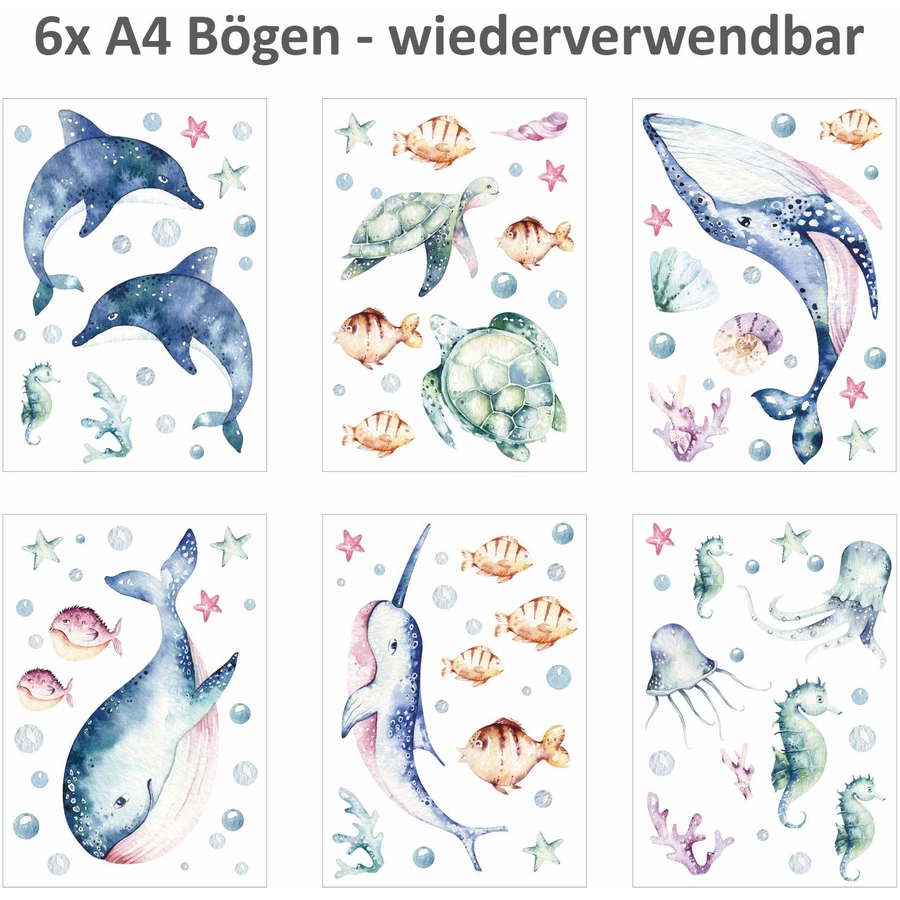 Nikima Fensterbilder Unterwasser selbstklebend bunt