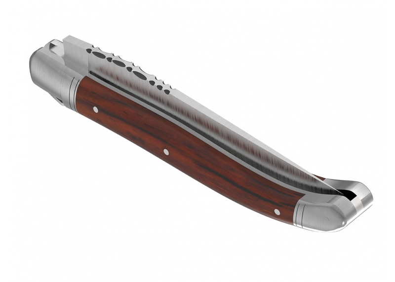 Couteau Laguiole avec un manche en bois de cocobolo et 2 mitres en acier inoxydable