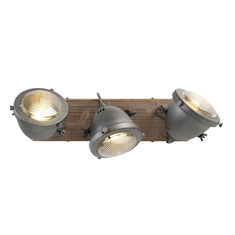 Smart spot staal met hout kantelbaar incl. 3 WiFi GU10 - Emado