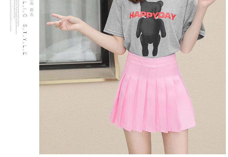 Niji Smile - Inset Shorts Effen Geplooide Rok