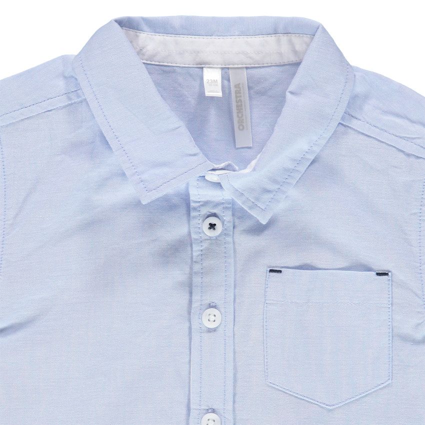 Chemise manches courtes à poche plaquée - Bleu