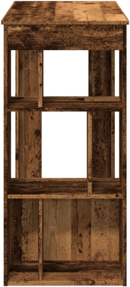 Bartisch mit Regal Altholz-Optik 102x50x103,5 cm Holzwerkstoff Bartisch, Bistrotisch Bartheke für Hausbar, Wohnzimmer und Esszimme