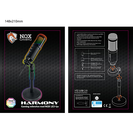 Nox Harmony gaming mikrofon med LED-lys