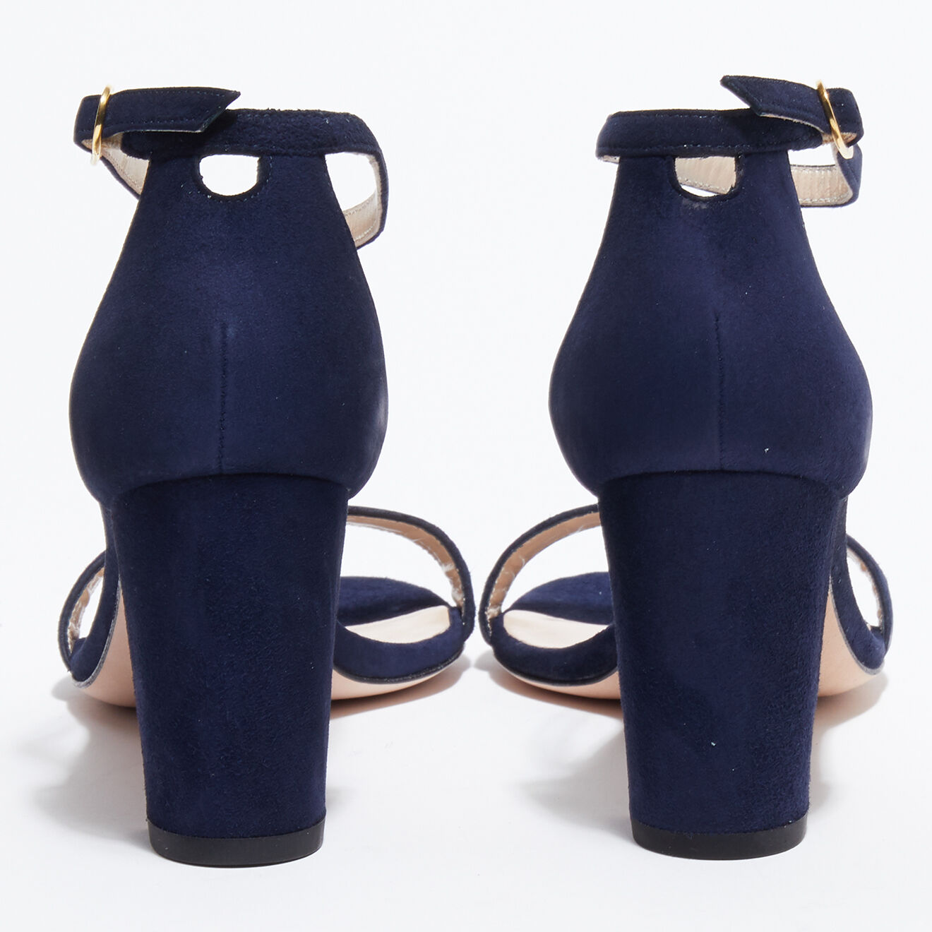 Stuart Weitzman Sandales en Velours de Cuir Nealynude bleu marine - Talon 8 cm
