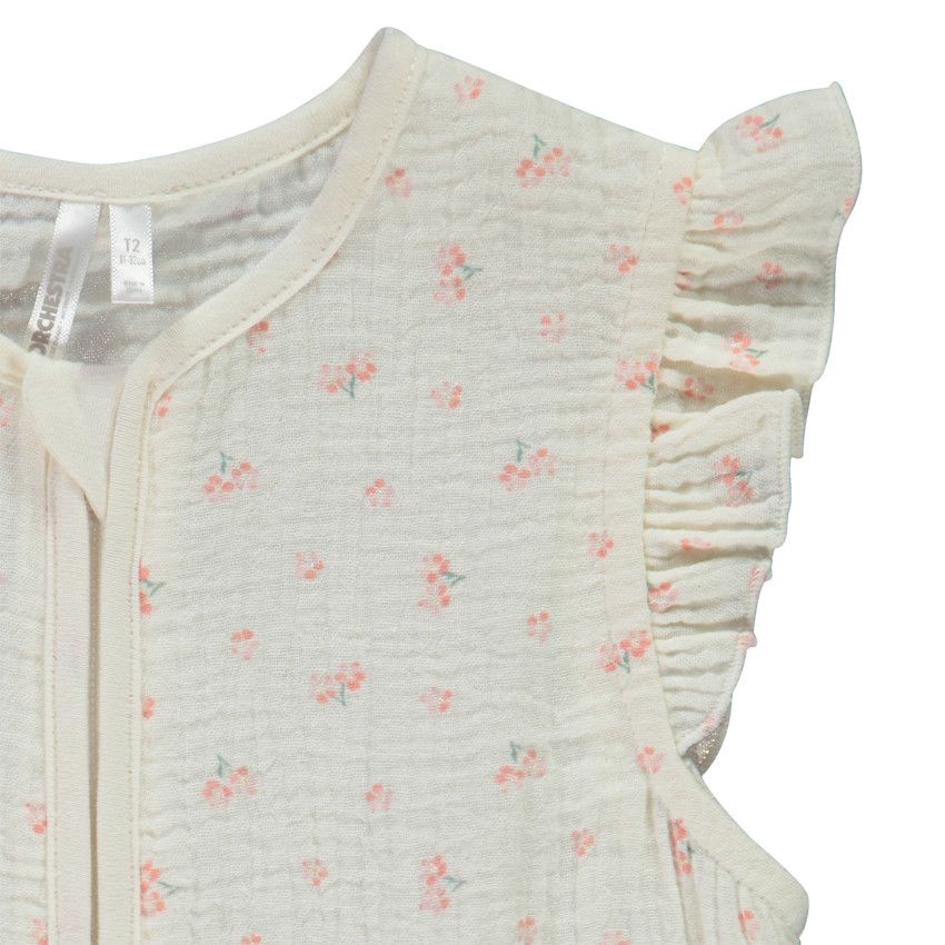 Gigoteuse en double gaze TOG 0.5 imprimé fleurs pour bébé fille - Ecru