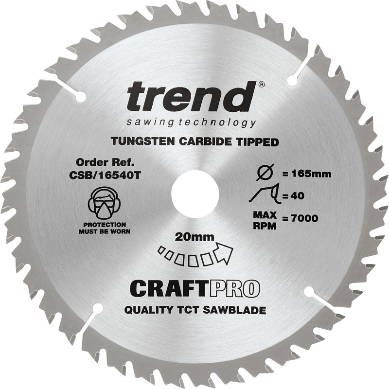 Trend Cirkelzaagblad 165x20x1,5mm 40T