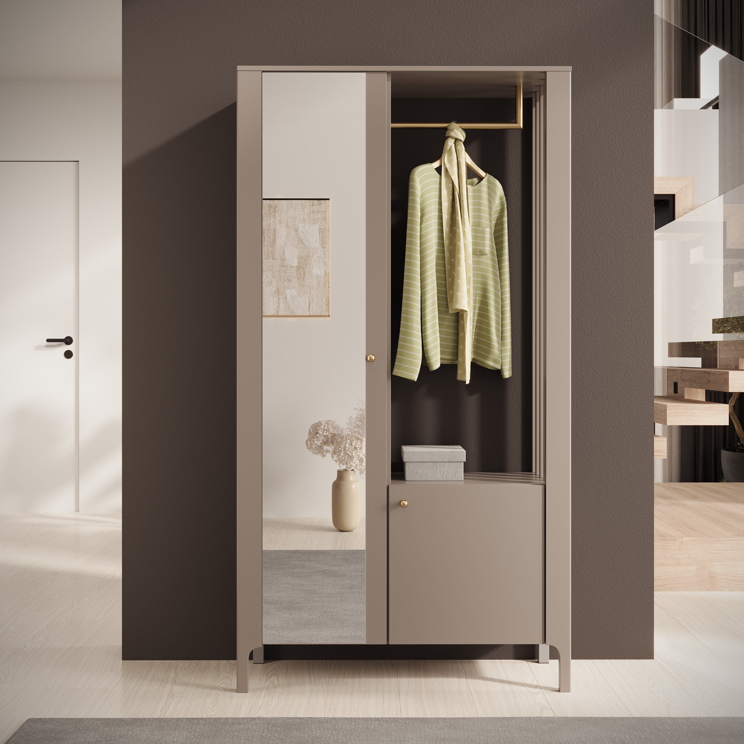 Madison - Kapstok met deur - Beige - 105x33x197 cm