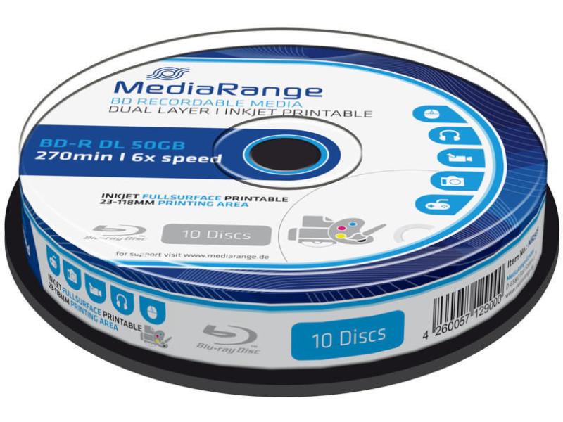 MediaRange BD-R 50 GB, Spindel (10 Stück) BD-R 6x Inkjet Fullsurface Printable