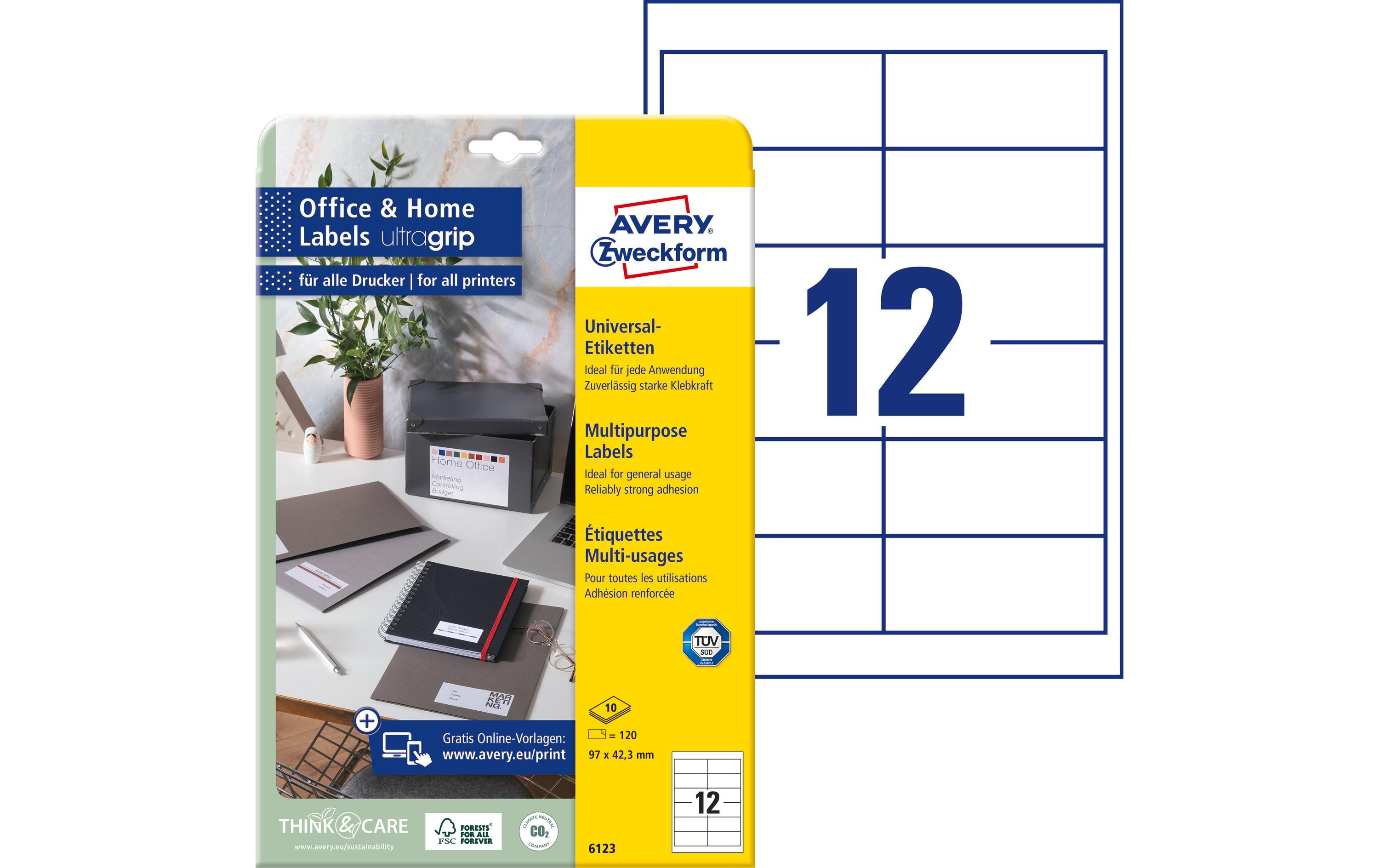 Universal-Etiketten 6123 97 x 42.3 mm, 10 BlattWeisse Aufkleber, permanent haftend