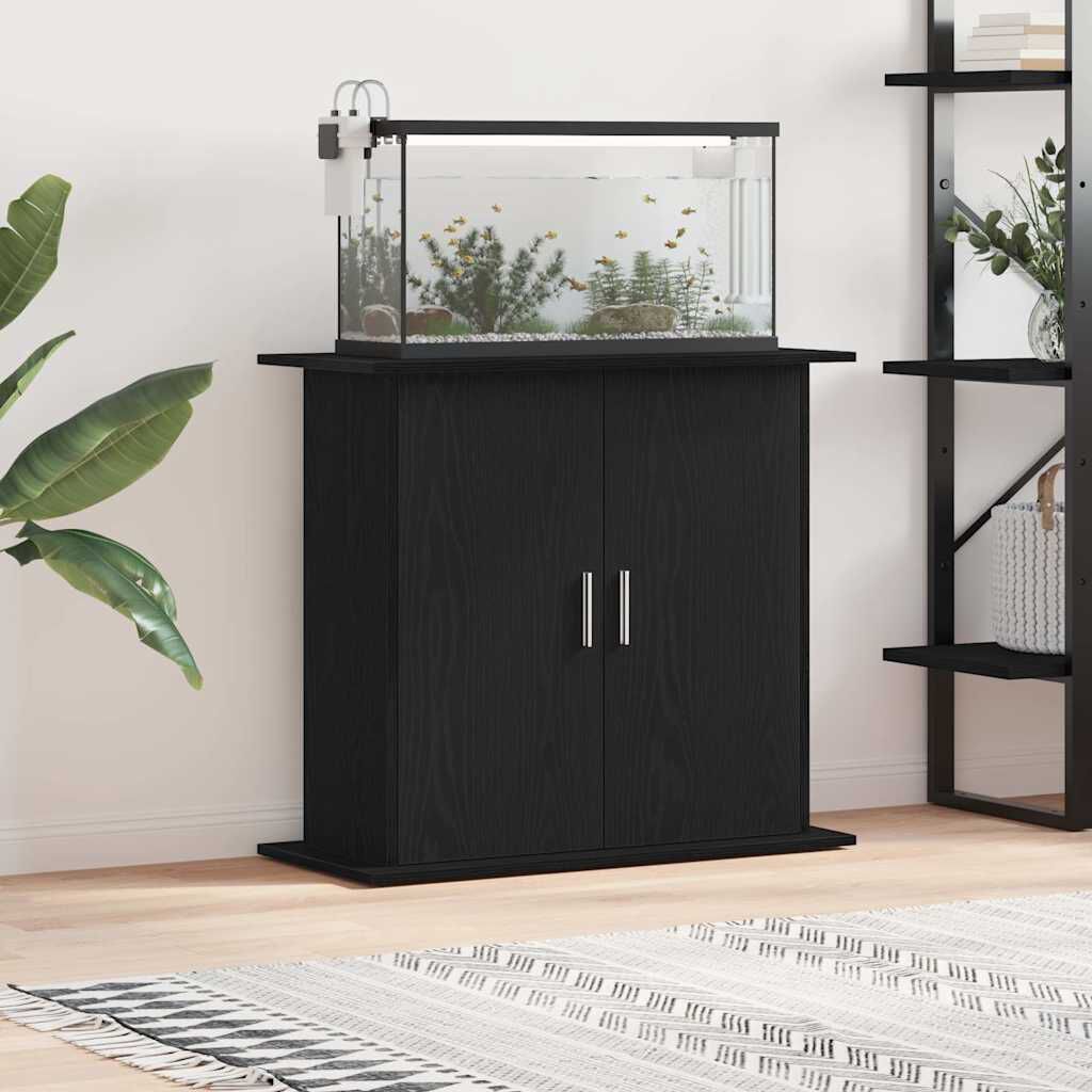 vidaXL Aquariumkast Zwart Eiken 81x36x73 cm