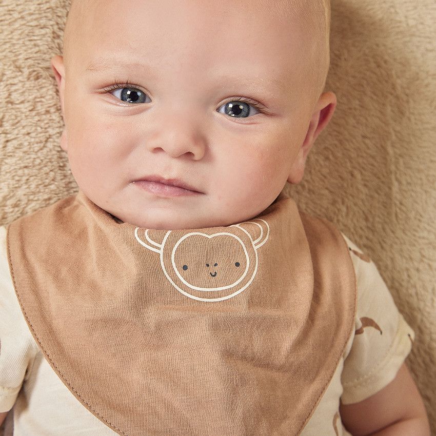 Ensemble combishort imprimée bananes + bandana pour bébé garçon - Moutarde