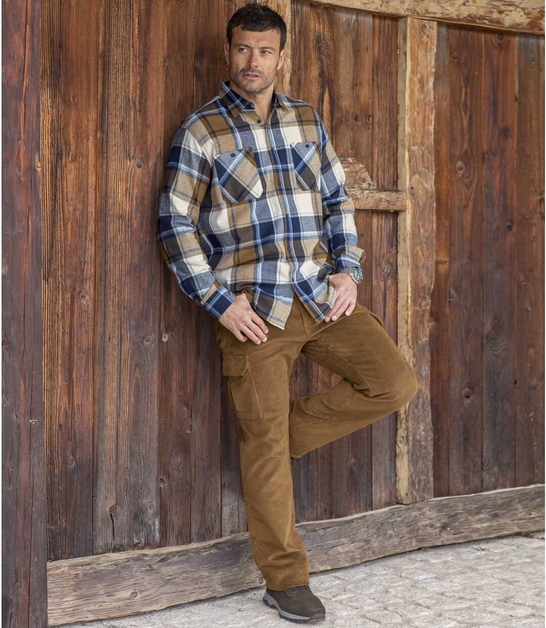 Pantalon Cargo Confort Velours Côtelé Camel