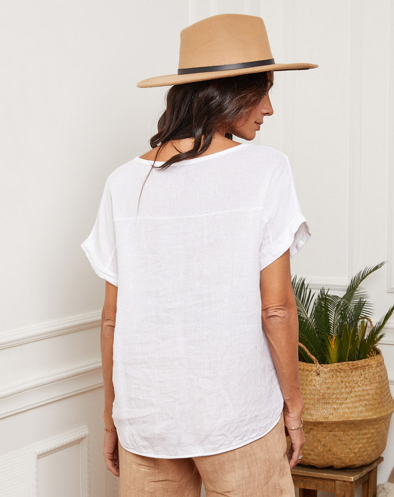 La Bohème Top 100% Lin Fabioza blanc
