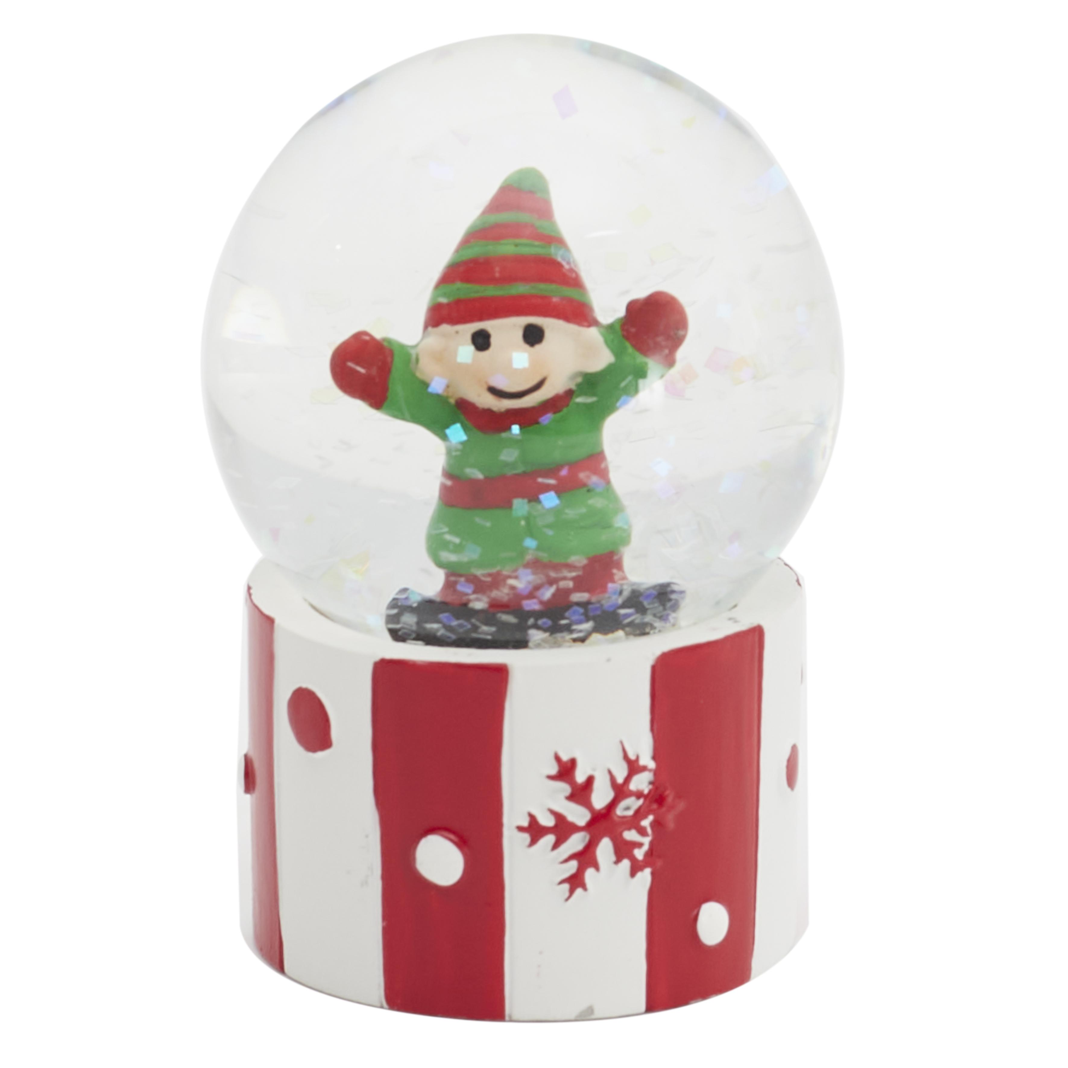 BOULES A NEIGE LUTIN PERE NOEL OU RENNE 4.5CM