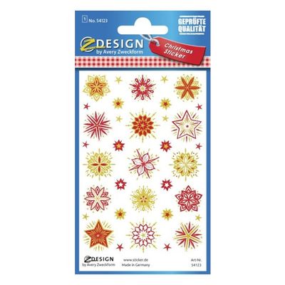 Avery - 35 stickers en sachet - 160x83x1 - étoiles rouges et dorées