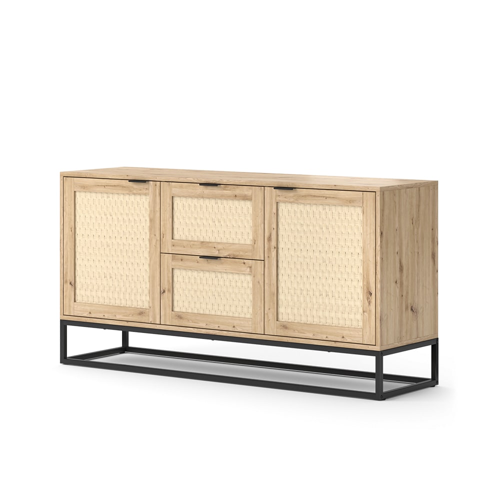 Vicco Sideboard Natal Eiche 140 x 72 cm 2 Türen 2 Schubladen